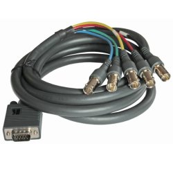 Переходный мониторный кабель VGA (HD15) на 5 BNC (Вилка - Розетки)